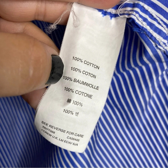 J. Crew Blue White Striped Deconstructed Shirt Blazer Women's Size 6 - Picture 11 of 12